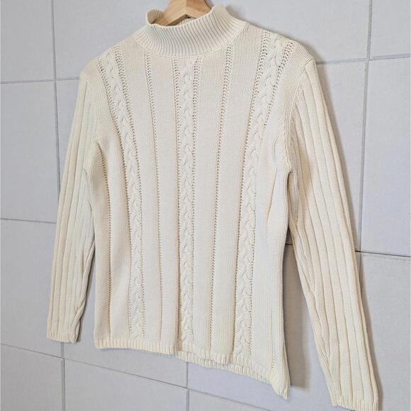 Vintage 90s YarnWorks 100% cotton chunky knit high neck sweater - Picture 3 of 6